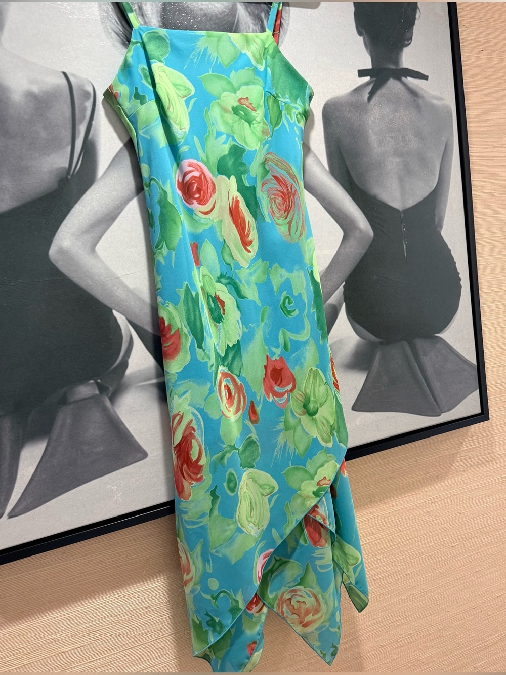 Vintage I.N. Studio San Francisco Floral Hankerchief Slip Dress Made in USA